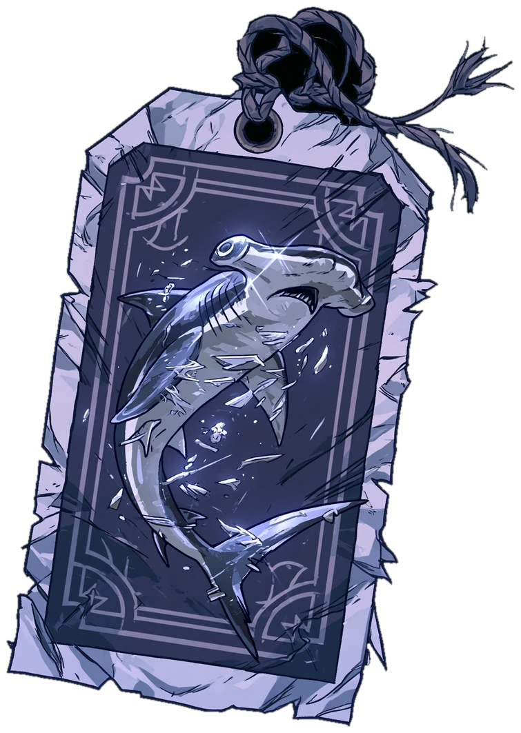 The Silver league tag: a hammerhead shark in a silver oval on a rope
